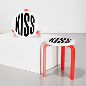 Barbara Kruger, (2) Artek Aalto Stool 60 - Kiss