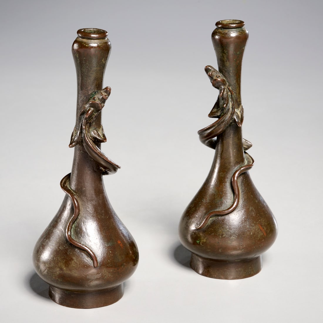 Pair antique Chinese bronze dragon vases (1 of 4)