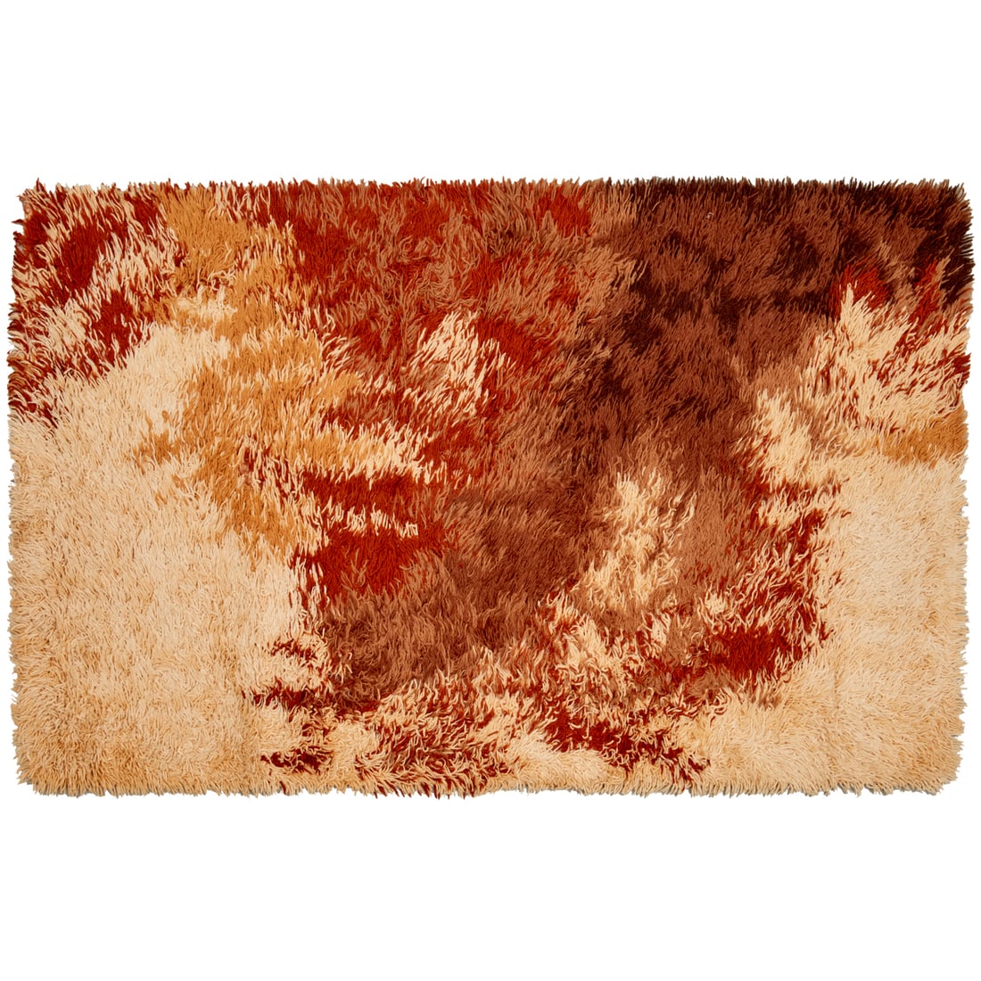 Ege Rya shag wool area rug: Ege Rya shag wool area rug, 20th c., Denmark, label to underside, approx. 5'3"l x 3'1"w