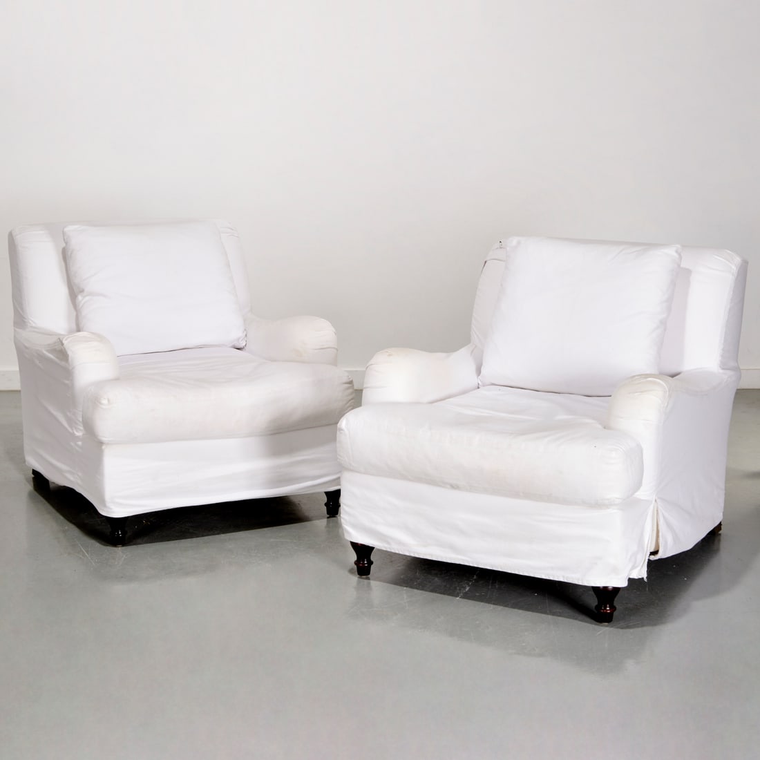 Pair Pottery Barn upholstered club chairs (1 of 8)