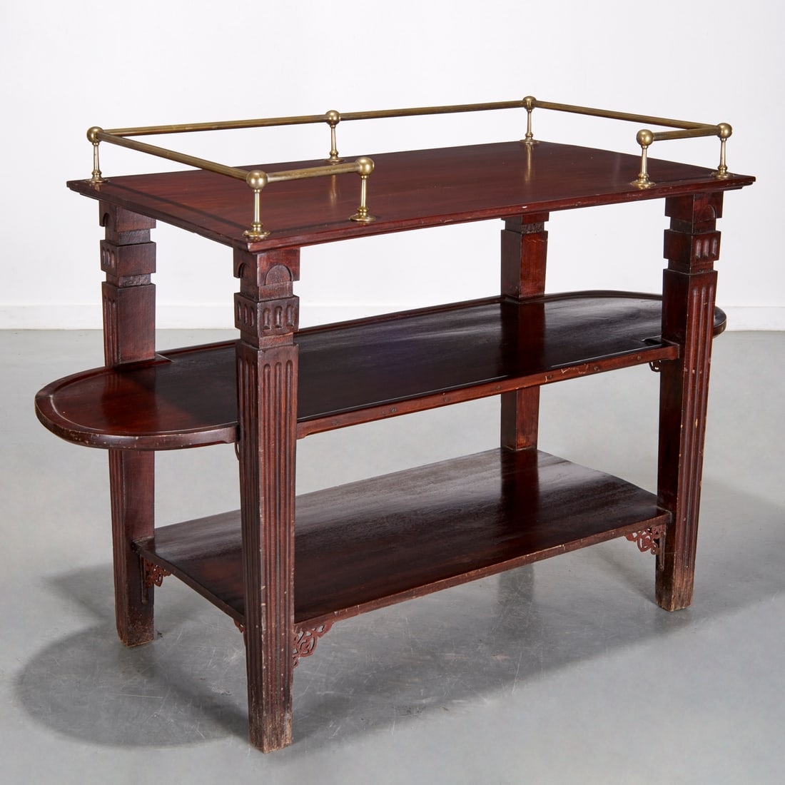 George III style three-tier mahogany server (1 of 8)