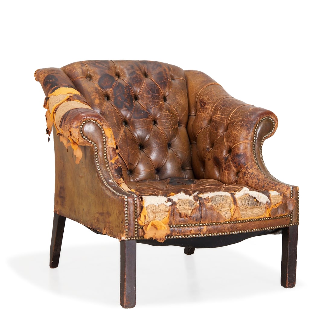 Chesterfield distressed leather library chair (1 of 9)