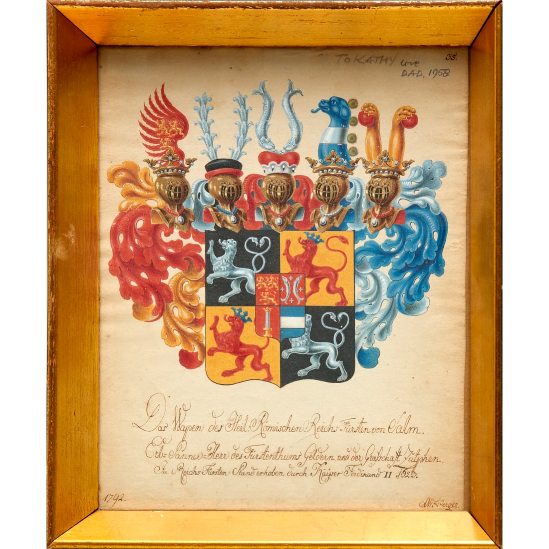 Nice hand-painted coat of arms, c. 1792 (1 of 6)