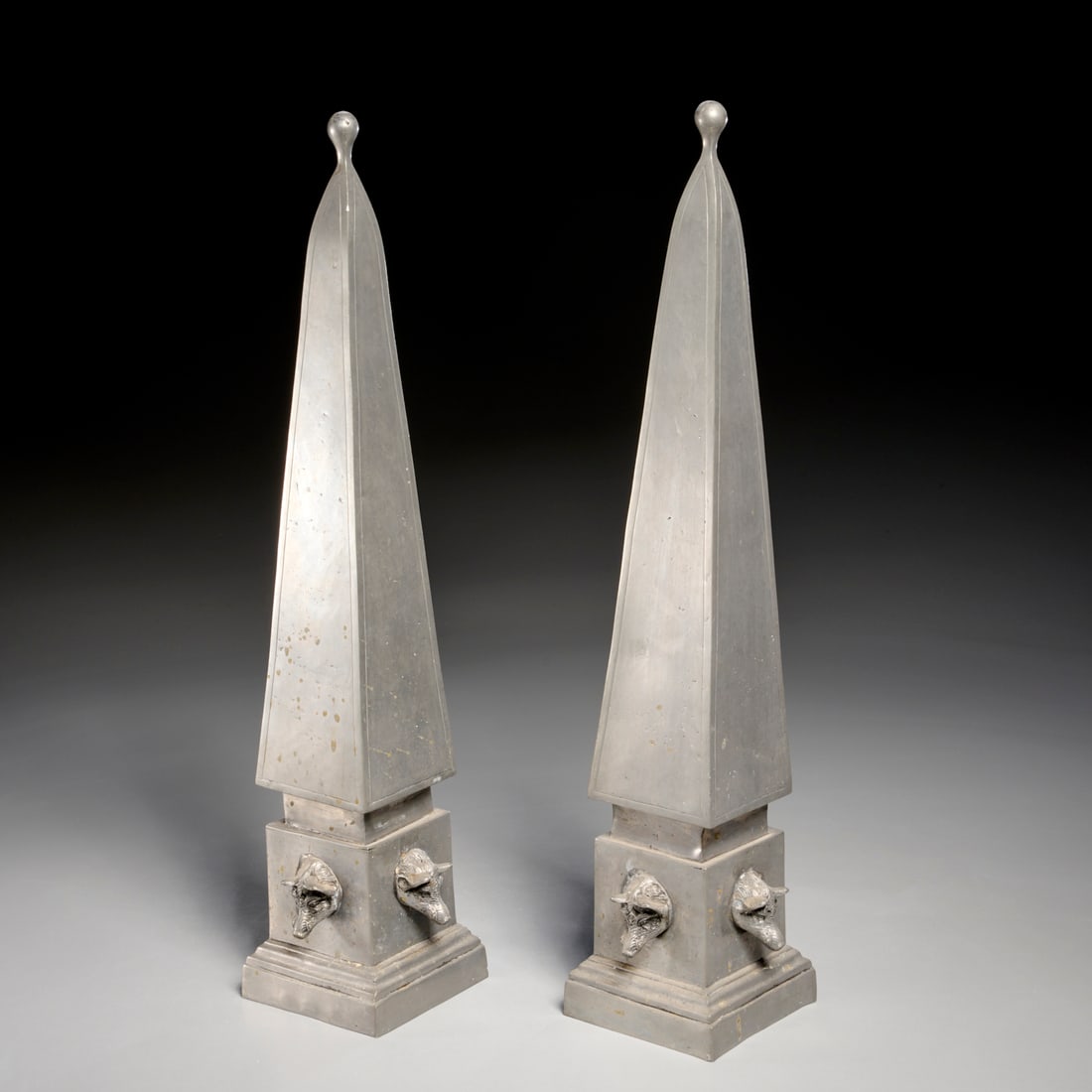 Pair Portuguese pewter obelisks (1 of 7)