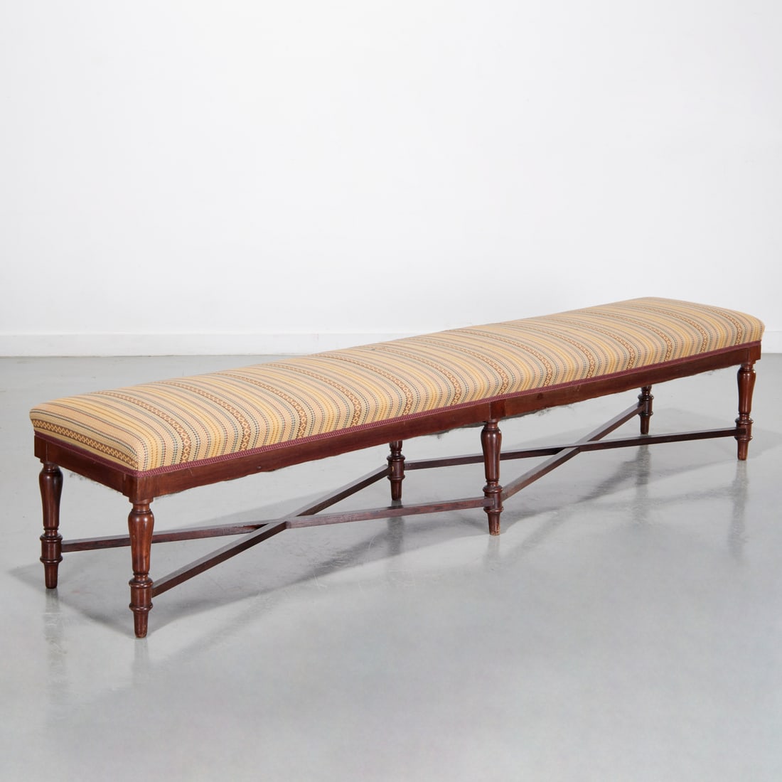 Custom upholstered mahogany long bench (1 of 5)