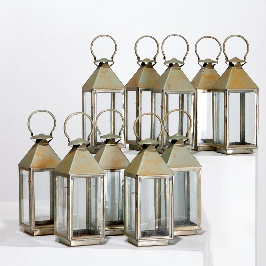 Set (10) large sheet metal candle lanterns (1 of 5)