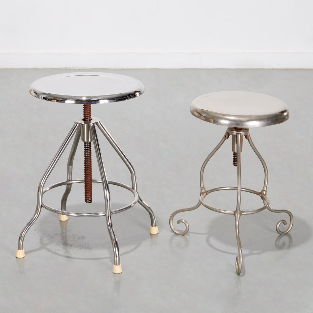 (2) Industrial chrome adjustable medical stools (1 of 6)