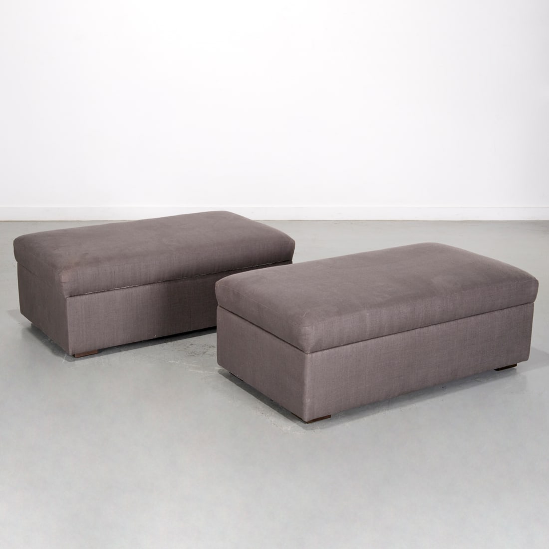 Pair Carol Egan Studio custom storage ottomans (1 of 6)
