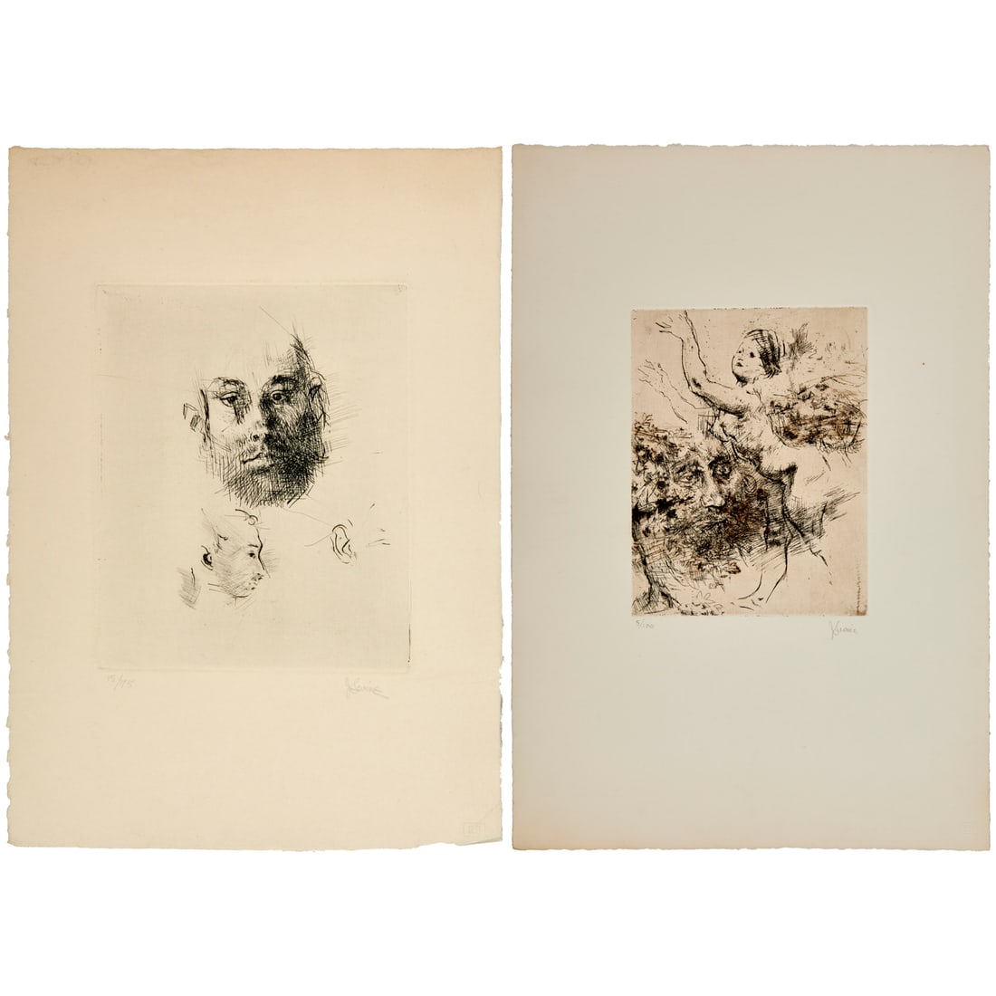 Jack Levine, (2) drypoint etchings (1 of 10)