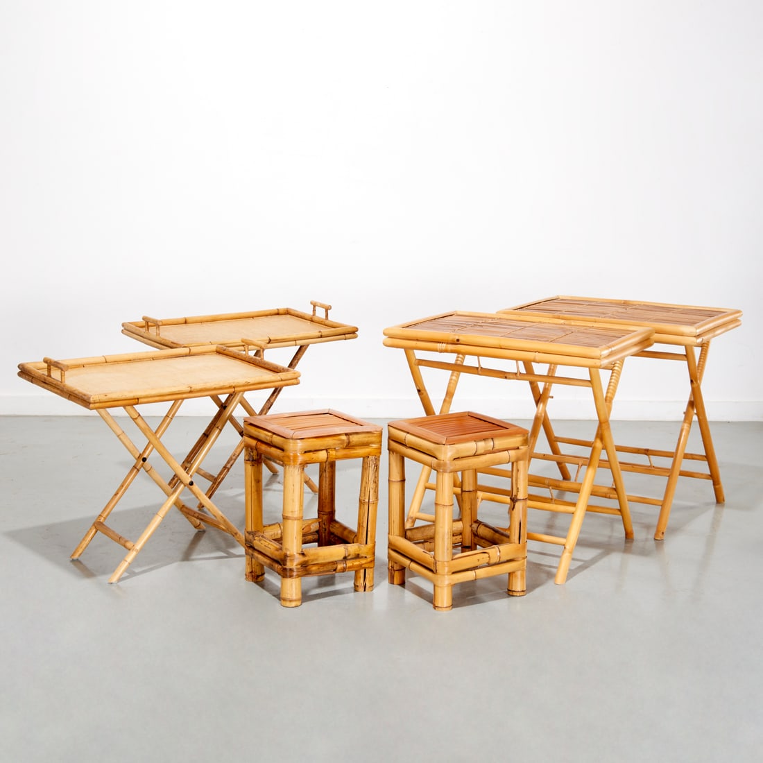 Group bamboo and rattan occasional tables (1 of 8)