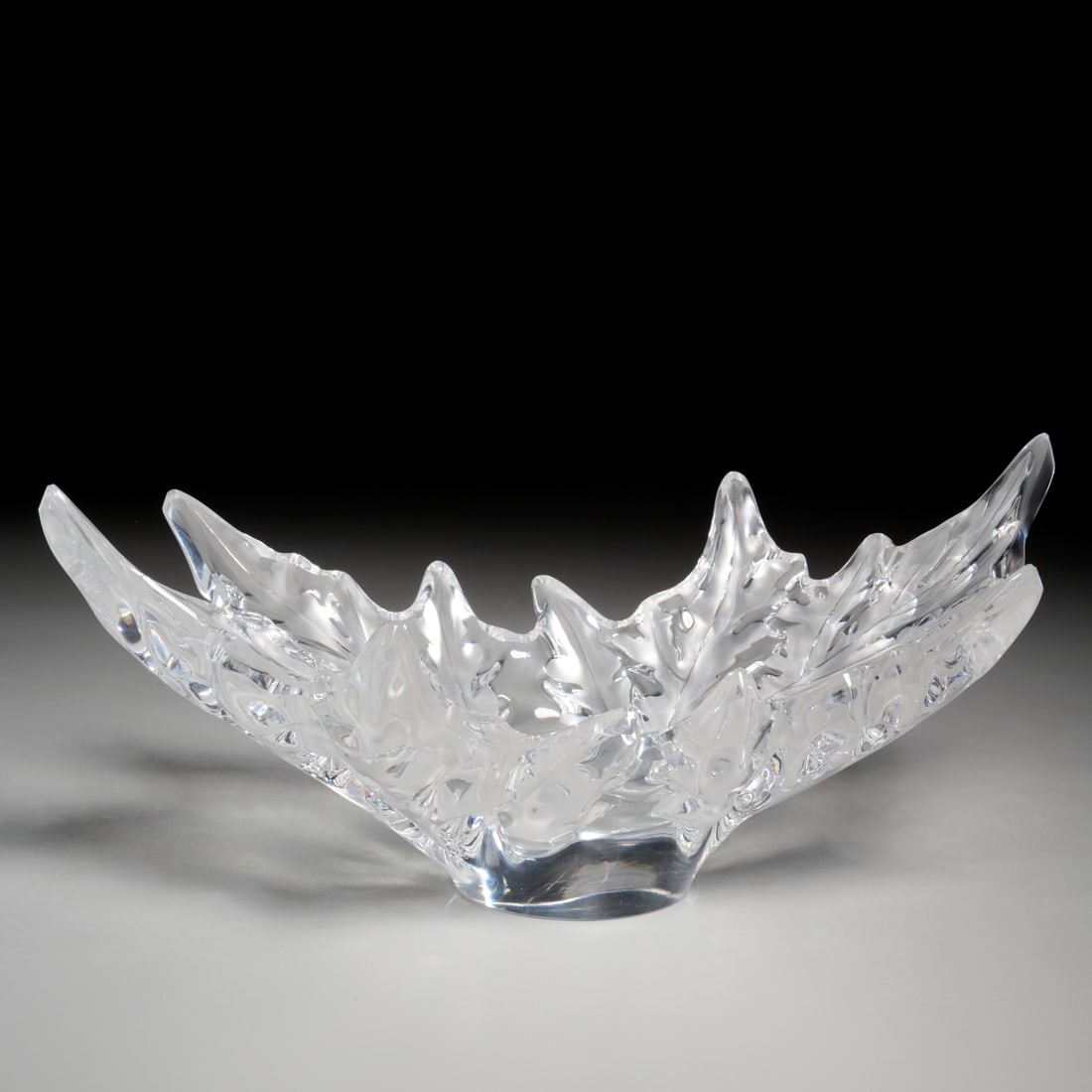 Lalique Champs-Elysees frosted glass leaf bowl (1 of 7)