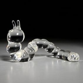 Large Steuben crystal caterpillar