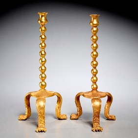 Pair Lazaro Diaz gilt candlesticks, 1992