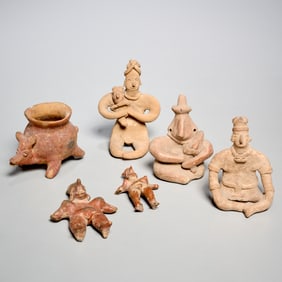 (6) Pre-Columbian style pottery figures