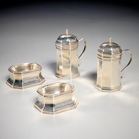 (2) Pair Ensko sterling pepper shaker & open salt