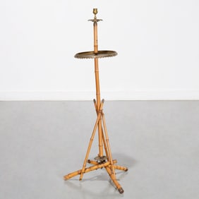 Aesthetic Movement bamboo, brass candlestand