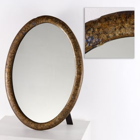 Antique Kashmir lacquer easel vanity mirror