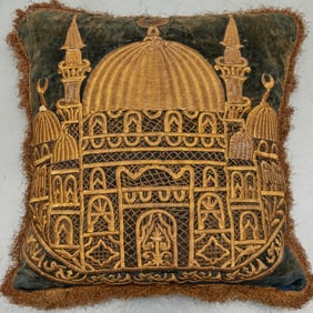 (11) Ottoman gold thread embroidered velvet panels