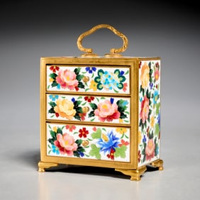 Japanese Inaba Studio miniature cloisonne chest
