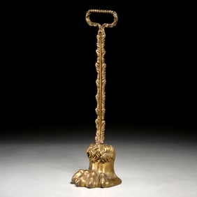 English brass lion's paw doorstop