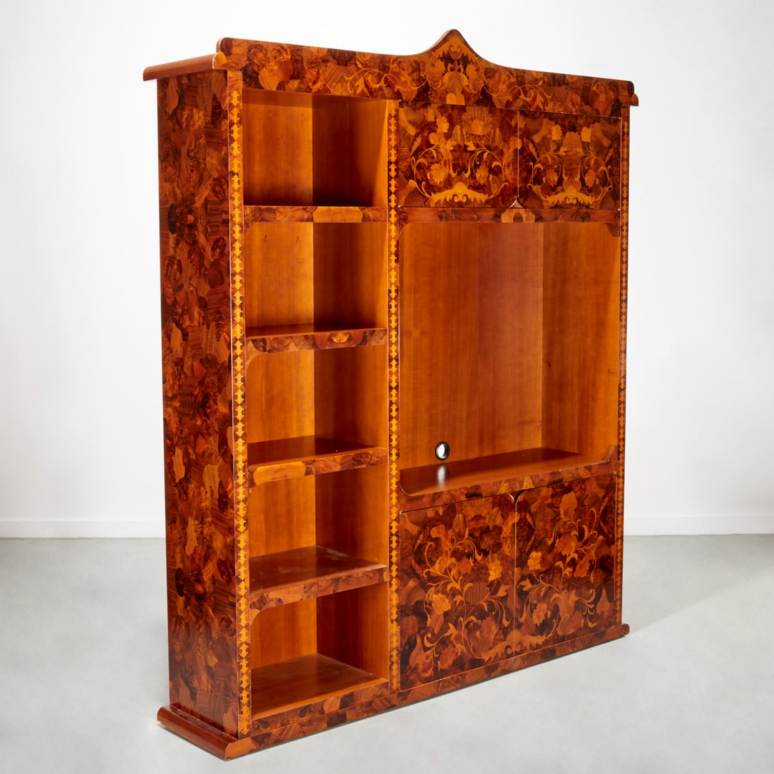 Large Italian custom inlaid parquetry cabinet (1 of 8)
