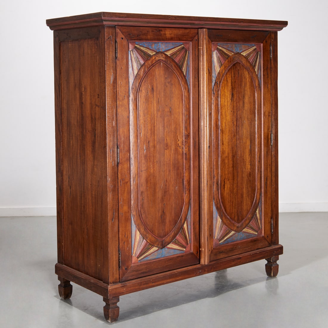 Folk style polychrome decorated wardrobe (1 of 6)