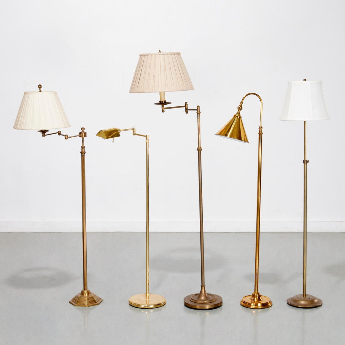 Group (5) adjustable brass floor lamps (1 of 4)