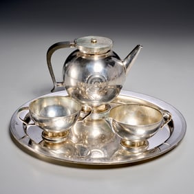 David Andersen, .830 Norwegian silver tea set