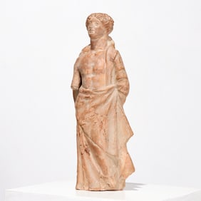 Large Greek Tanagra style terracotta figure