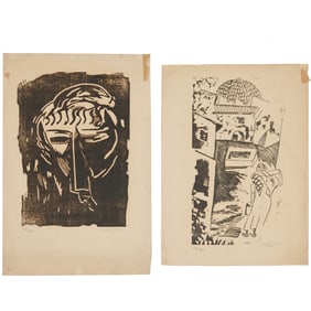 (2) Moise Kisling, signed woodcuts, 1916