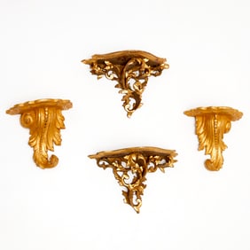(2) Pairs Italian giltwood wall brackets