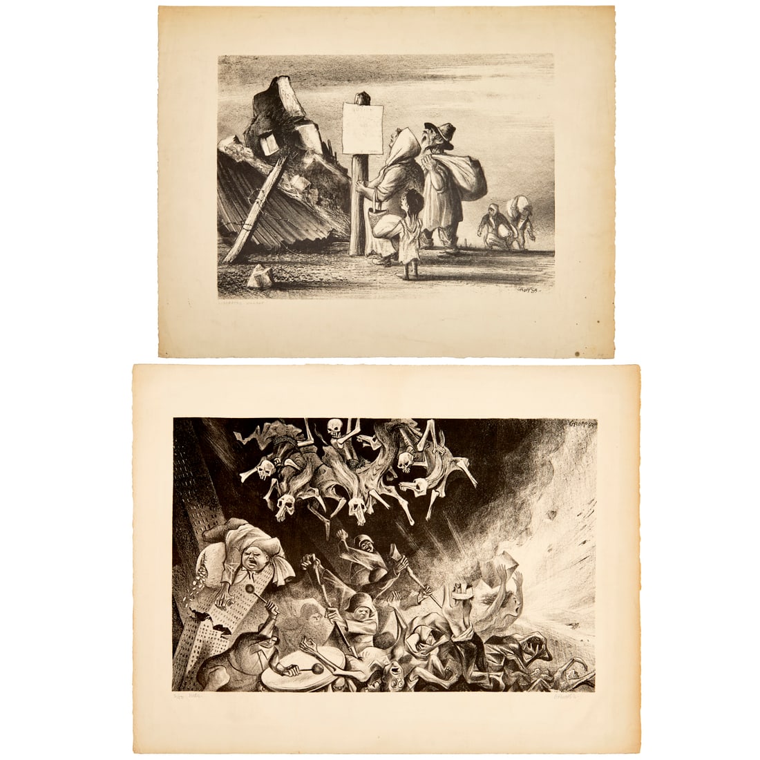William Gropper, (3) lithographs, c. 1950 (1 of 10)