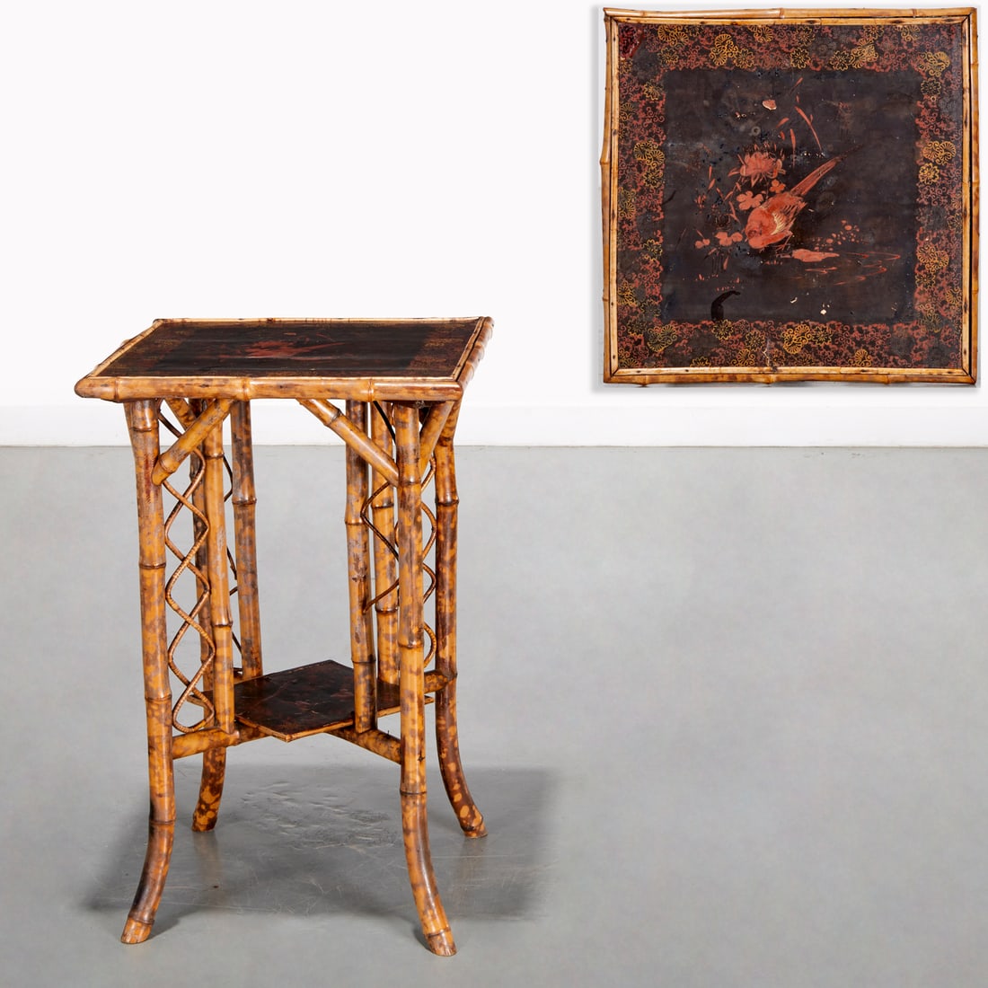 Victorian burnt bamboo side table (1 of 6)