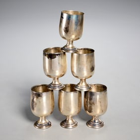 Cased set (6) B&M sterling cordial cups