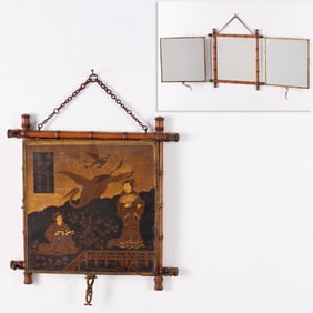 Japonisme triptych barber mirror