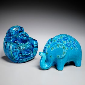 Aldo Londi for Bitossi, (2) Rimini blue ceramics