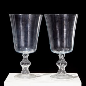 Pair oversize colorless glass photophores