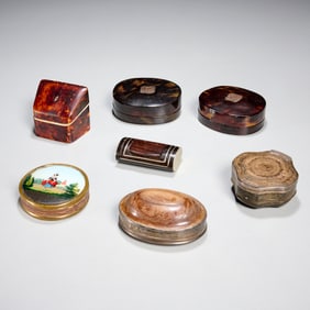 Group (7) antique miniature boxes