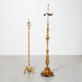 (2) Antique standing brass floor lamps