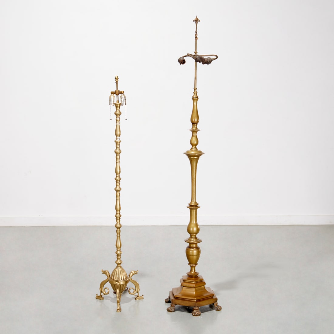 (2) Antique standing brass floor lamps (1 of 7)
