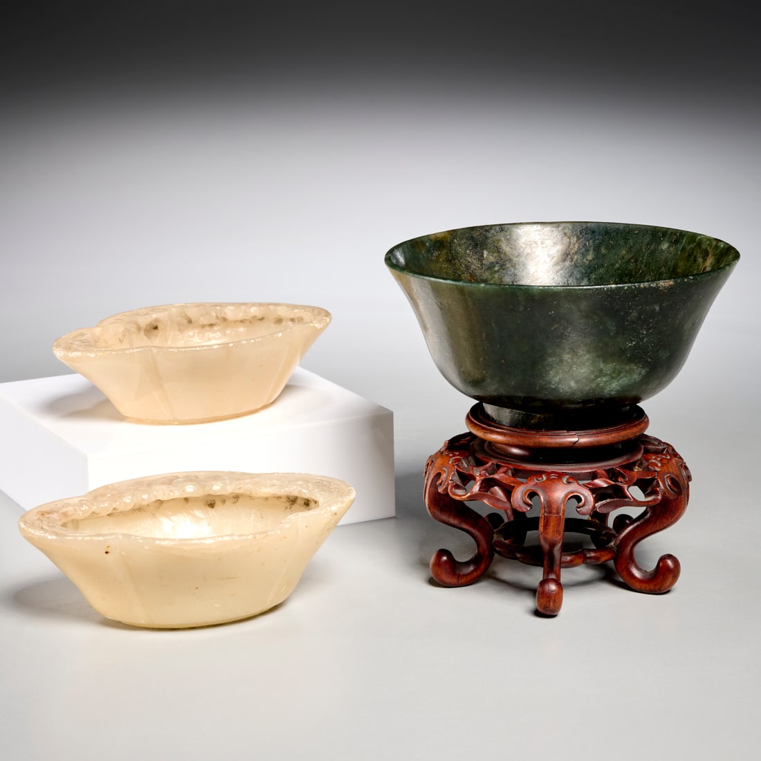 (3) Antique Chinese jade & soapstone bowls (1 of 7)