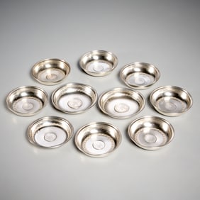 Set (10) Turkish .800 silver coin dishes