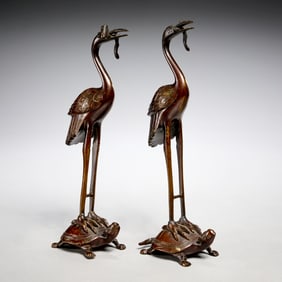Pair Japanese bronze Shodukai, ex museum