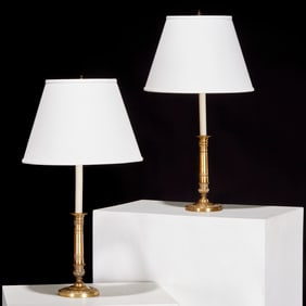 Pair French Restauration style candlestick lamps