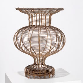 Danish wirework pedestal basket