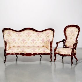 Belter (attrib.), laminated rosewood sofa & chair