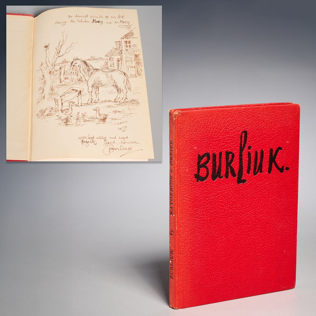 David Burliuk, book with original signed drawing (1 of 6)