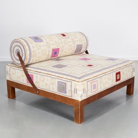 Alberto Pinto sourced custom leather bolster chair