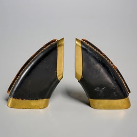 Carl Aubock, leather and bronze bookends