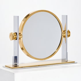 Karl Springer, brass and nickel vanity mirror